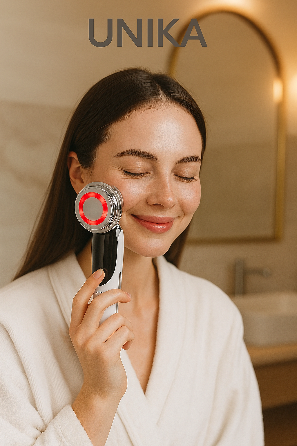 Masajeador facial con frío y calor antiarrugas