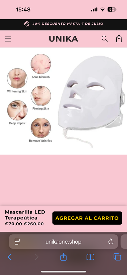 Mascarilla LED Terapeútica